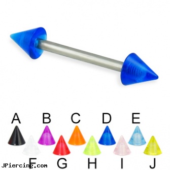 UV cone titanium straight barbell, 14 ga, cone helix, helix cone, nipple piercing silicone, titanium belly rings, titanium horseshoe