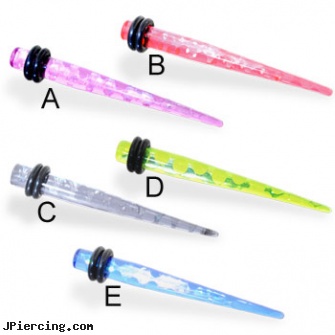 UV Holographic swirl taper, 4 ga, tapers, piercing tapers, gauge tapers, nonpiercing nipple rings
, genital piercing gallery
