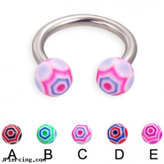 Web ball circular barbell, 12 ga, cock and ball testicle piercing torture, ball and cock ring, curved earrings screw balls, circular barbell, nipple rings non piercing circular slip on