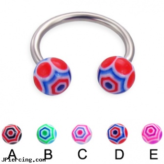 Web ball circular barbell, 14 ga, captive ball, mm eyebrow balls, cock ring placement balls penis, 16 ga circular barbell body jewelery, circular barbell