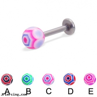 Web ball labret, 14 ga, basketball belly button ring, small balled labret, tongue ring balls, weird labrets, labret piercing jewelery