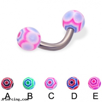 Web ball titanium curved barbell, 12 ga, belly button ring balls, cock ball ring, silicone cock ring with balls, belly ring titanium internally threaded, titanium slave navel jewelry