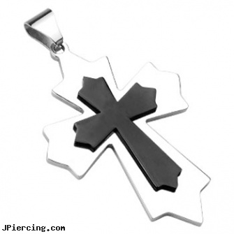 X-Large Stainless Steel Black IP Cross within a Gothic Cross Pendant, large cock ring, large gauge body jewelry, penis enlargement penis ring, stainless steel chain az, navel jewelry surgical stainless steel internal thread