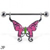 Pink butterfly nipple ring, 14 ga