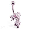 Pink eyed dragon navel ring