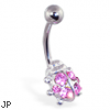 Pink jeweled ladybug belly ring