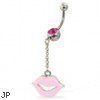 Pink Lips Belly Button Ring