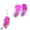 Pink Polka dot Feather Belly Ring and Earring Set