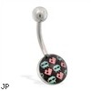 Pixelated Skull and Heart Logo Belly Ring