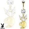 Playboy Bunny Gemmed Ear Dangle 14Kt Gold Tone Navel Ring