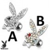 Playboy Bunny with Multi Paved Gems Surgical Steel Cartilage/Tragus Barbell