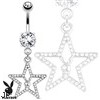 Playboy Bunny with Paved Gemmed Star Dangle Steel Navel Ring