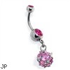 Pronged CZ Ball Dangle Navel Ring