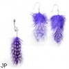 Purple Polka dot Feather Belly Ring and Earring Set