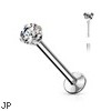 Push In Prong Set CZ Top 316L Surgical Steel Labret