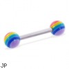 Rainbow tongue ring, 14 ga