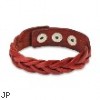 Red Leather Bracelet with Cross Braided Double Strips