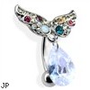 Reversve Angel Wings Multi-Gemmed Belly Ring