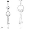 Ring Of Gems with Drop Down Chandelier Orbs Steel Navel Ring