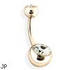 Rose Gold Tone Double Gemmed Belly Ring