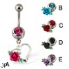 Rose on heart belly button ring