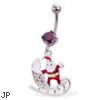 Santa with Sled Christmas Belly Button Ring