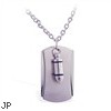 Silver alloy necklace with bullet dog tag pendant