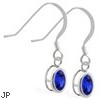 Silver Earrings with Bezel Set Sapphire Oval