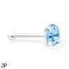 Silver Nose Bone with 2mm Aquamarine  CZ