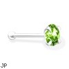 Silver Nose Bone with Peridot CZ