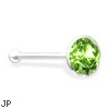 Silver Nose Bone with Peridot Gem