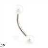 Simulated white pearl eyebrow ring, 16 ga