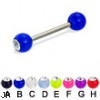 Single acrylic ball with stone titanium straight barbell, 14ga