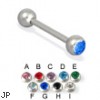 Single jewel straight barbell, 14 ga