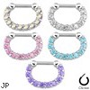 Single Line Paved Gem Surgical Steel Septum Clicker