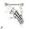 Skeleton Hand Nipple Ring, 14 Ga