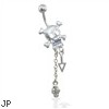 Skull Belly Ring with Dangles