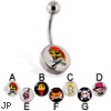 Skull logo belly ring