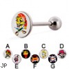 Skull logo tongue ring, 14 ga