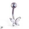 Small jeweled butterfly belly ring