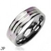 Solid Titanium with Mother of Pearl Inlayed Three Stripe Ring