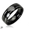 Solid Titanium with Two Stripes Engraved on a Onyx Colored Ring