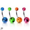 Splat style fluorescent ball belly ring