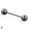 Stainless steel barbell with Hematite plated balls, 14 ga