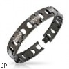 Stainless Steel Black IP Tribal Link Logo Bracelet