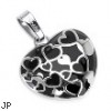 Stainless Steel Black Onyx Multi-Hearts in a Heart Pendant