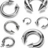 Stainless steel circular (horseshoe) barbell with cones, 8 ga
