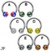 Stainless steel circular (horseshoe) barbell with pattern printed balls, 14 ga