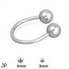 Stainless steel circular (horseshoe) barbell with plain balls, 18 ga