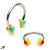 Stainless steel circular (horseshoe) barbell with rasta cones, 14 ga